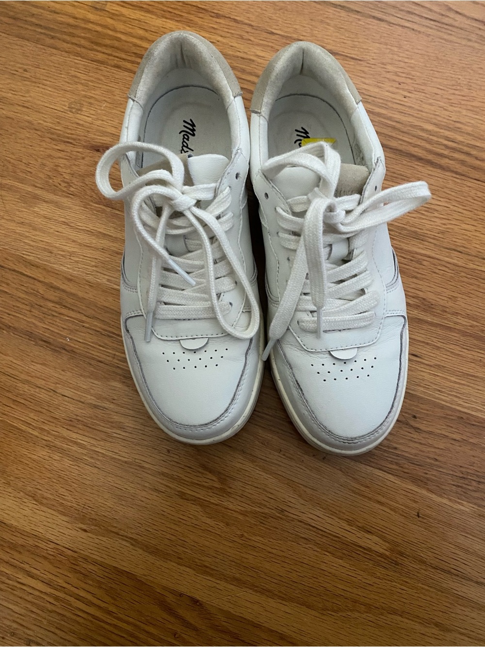 Madewell White Leather Lace-Up Sneakers